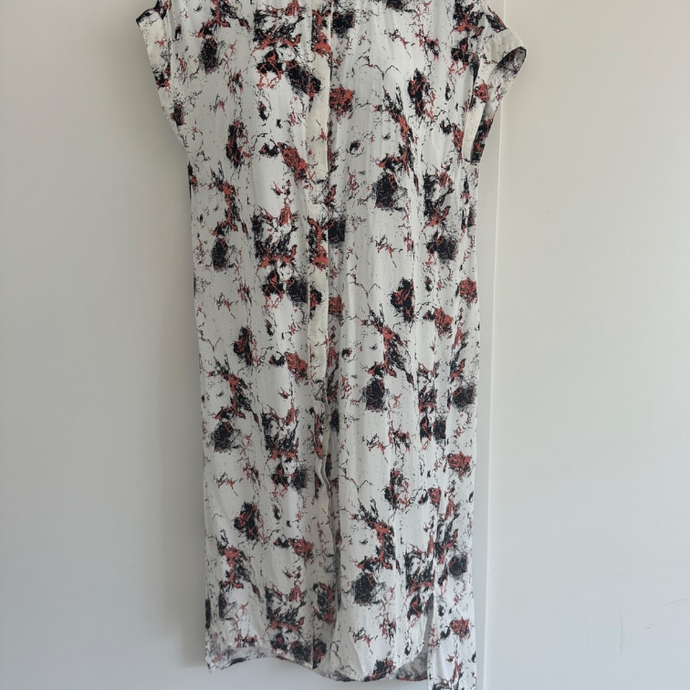 Abstract Print Midi Dress, Black, White, Pink